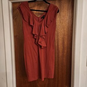 VTG Banana Republic Womens Marsala Sleeveless Pullover V-Neck Cascading Ruffles